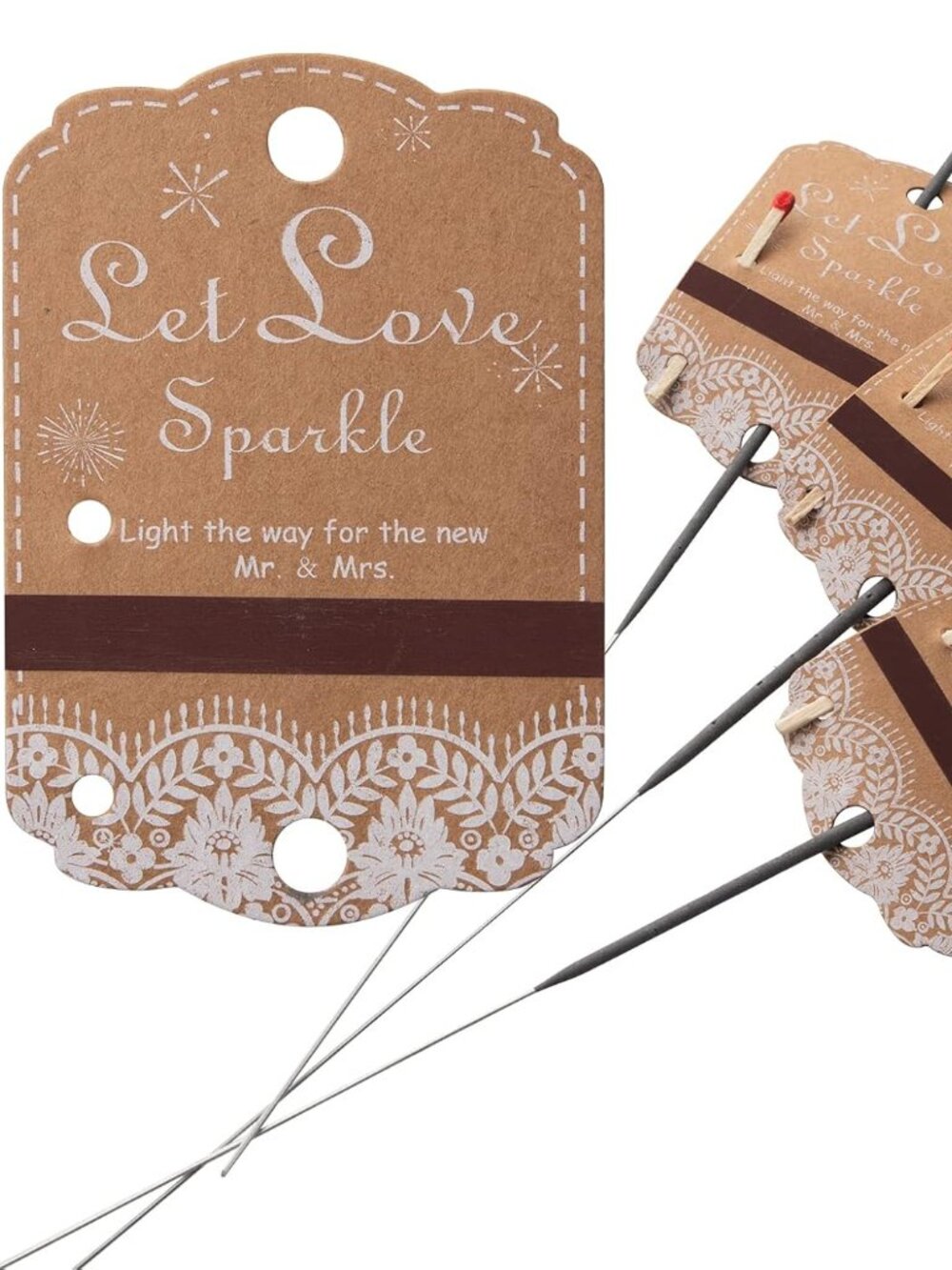 Box of 58, Wedding Sparkler tags , Light the Way for the new Mr & Mrs